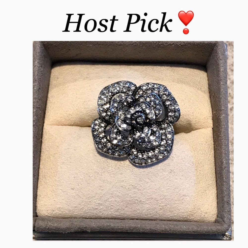 Crystal floral statement ring - Picture 1 of 6